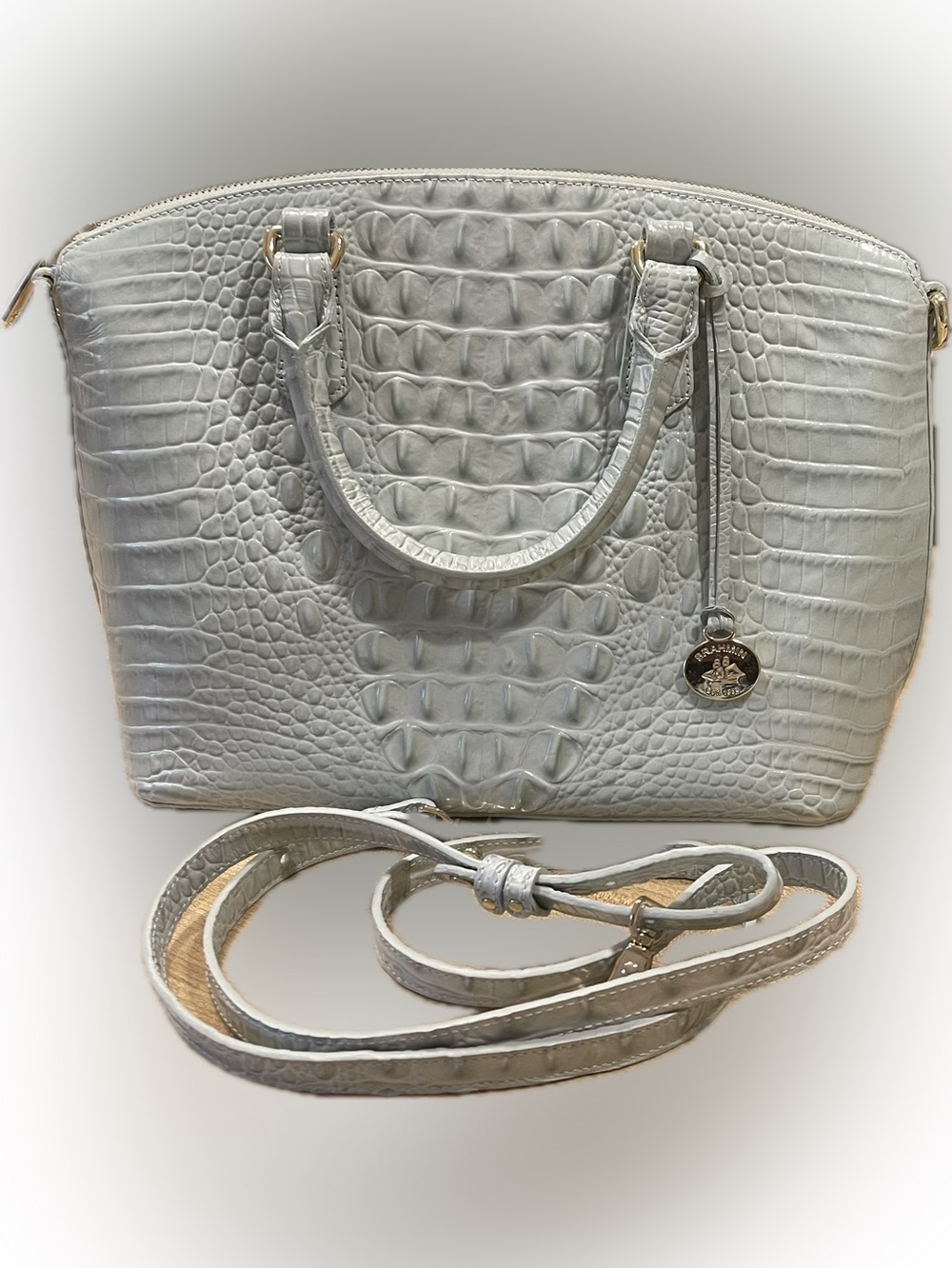 Brahmin Duxbury Croc-Embossed Handbag in Sea Glass